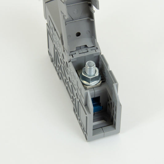 ONKA 50mm2 M8 Screw rail connector, DIN rail terminal with protective cap, gray, 1030031, 1030031