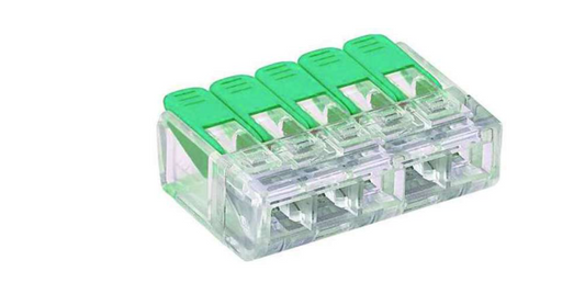 Push-in screwless quick connector, 5 wires