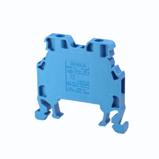 ONKA 1.5mm2 Skrūvju sliedes savienotāju termināļu bloks DIN sliedes terminālis, 2 vadi, zils, 1010005