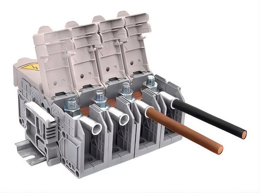 MRK 25 mm² spaiļu bloks montāžai uz sliedes (ar vāku)