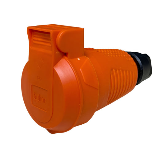 Oranža hermētiska gumijas rozete IP54 ar atloku 2P+Z 16A 250V SCHUKO RDP-O-F Bylion