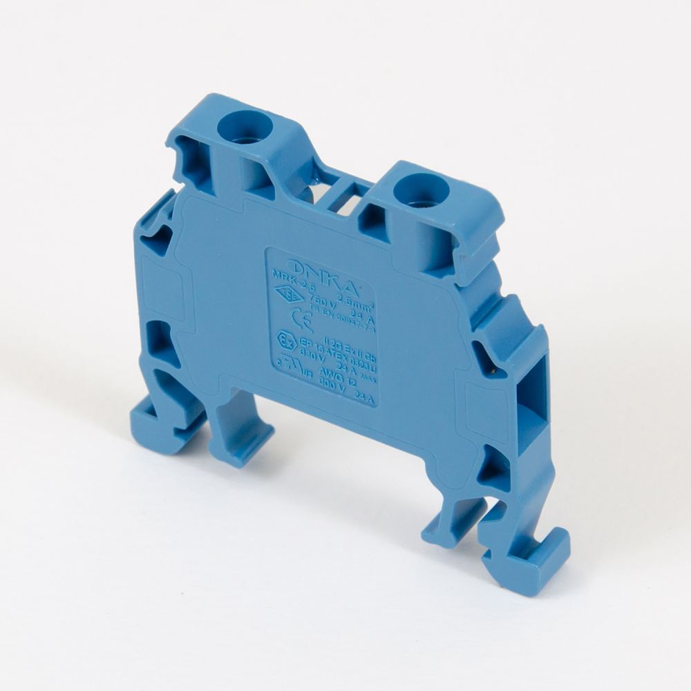 ONKA 2.5mm2 Skrūvju sliedes savienotāju termināļu bloks DIN sliedes terminālis, 2 vadi, zils, 1010015
