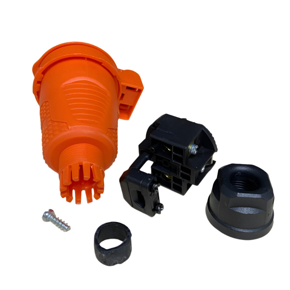 Orange hermetic rubber socket IP54 with flange 2P+Z 16A 250V SCHUKO RDP-OF Bylion 