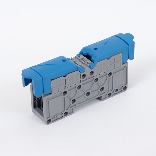 ONKA 50mm2 M8 Screw rail connector, DIN rail terminal with protective cap, blue, 1030034