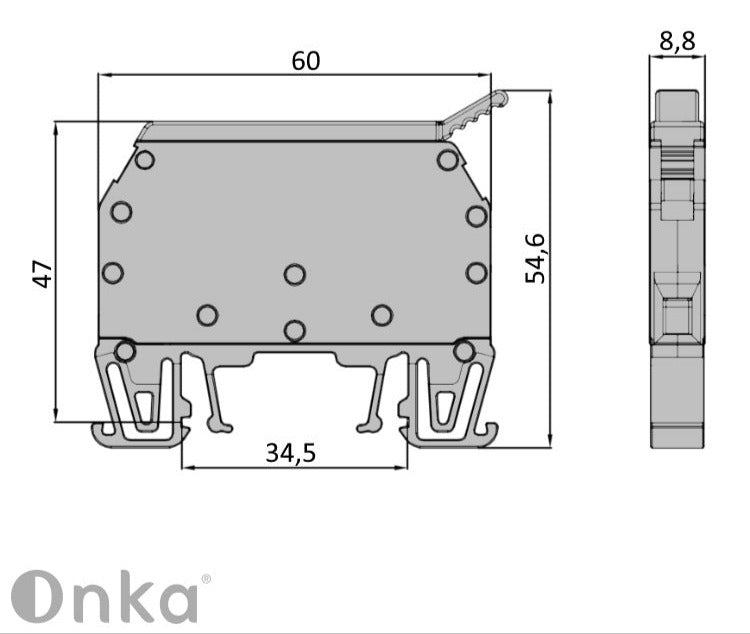 ONKA 6mm2 screw connection fuse terminal block (fuse not included), gray, 1010241