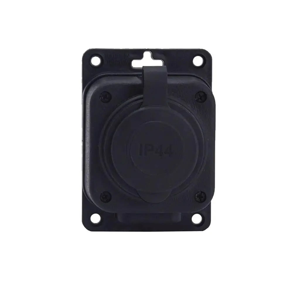 Socket, French E type, black "rubber", 250V, 16A, IP44, 2P+Z, 1KMP-E, Bylion