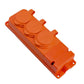 3x socket, French E type, triple "rubber" orange socket with hermetic cover IP44 250V, 16A, 2P+Z, 3KMP-EO, Bylion