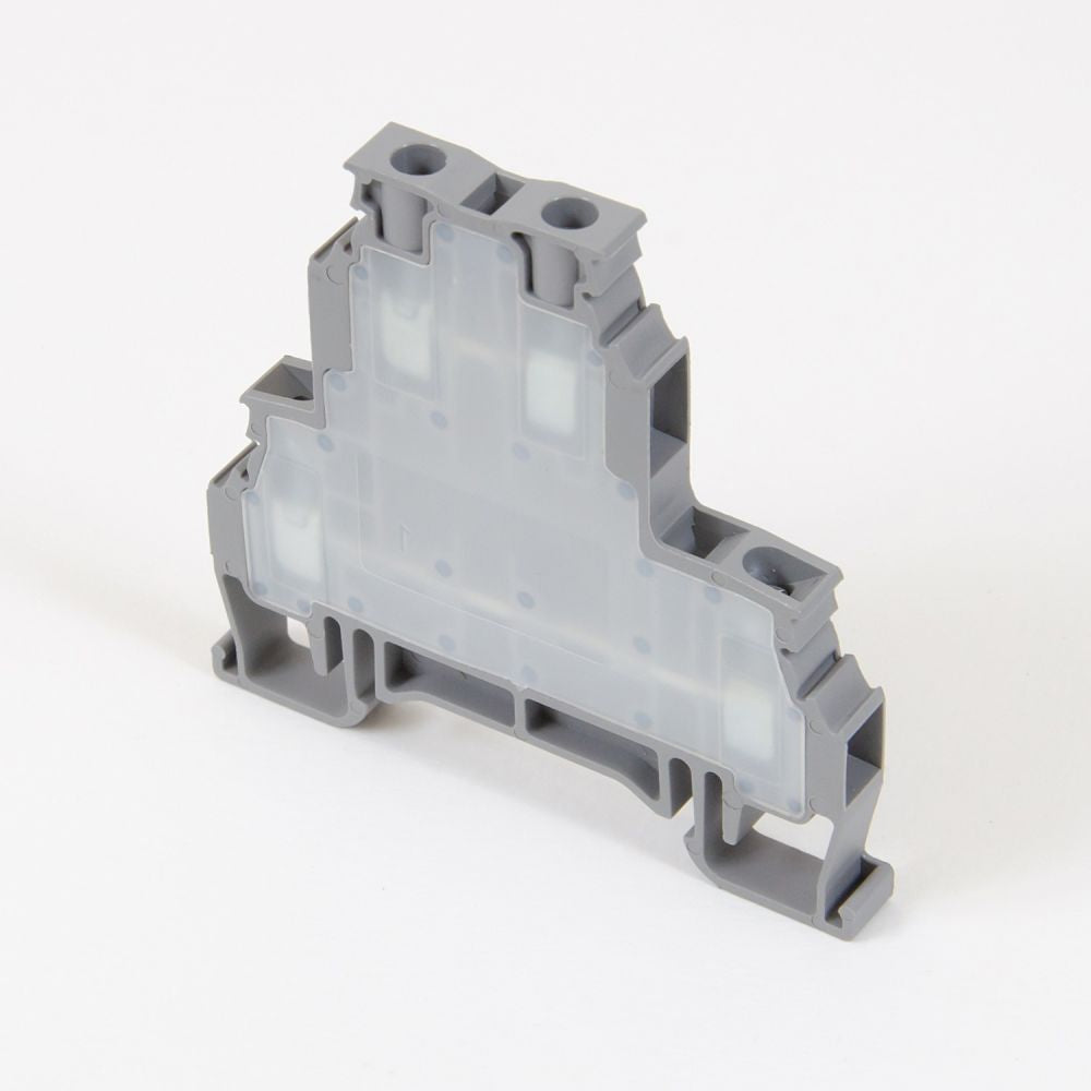 ONKA 4mm2, 2-level Screw rail connector terminal block DIN rail terminal 4-wire, gray, 1010368