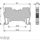 ONKA 2,5mm2 atsperu sliedes savienotājs, DIN sliedes spaile, 2 vadi, pelēks, 1020013