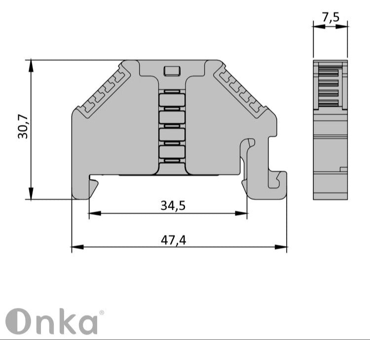 ONKA Spraudnis, gala kronšteins, universāls kronšteins (atsperu un skrūvju termināļu blokam ) , 1060002