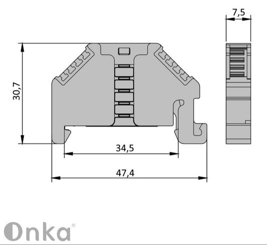 ONKA Plug, end bracket, universal bracket (for spring and screw terminal block), 1060002