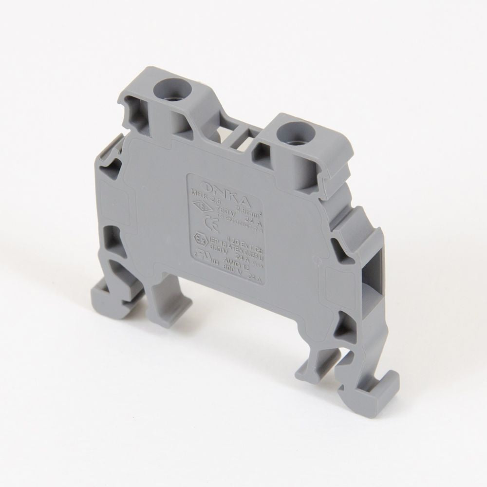 ONKA 1.5mm2 Screw rail connector terminal block DIN rail terminal, 2 wires, gray, 1010002