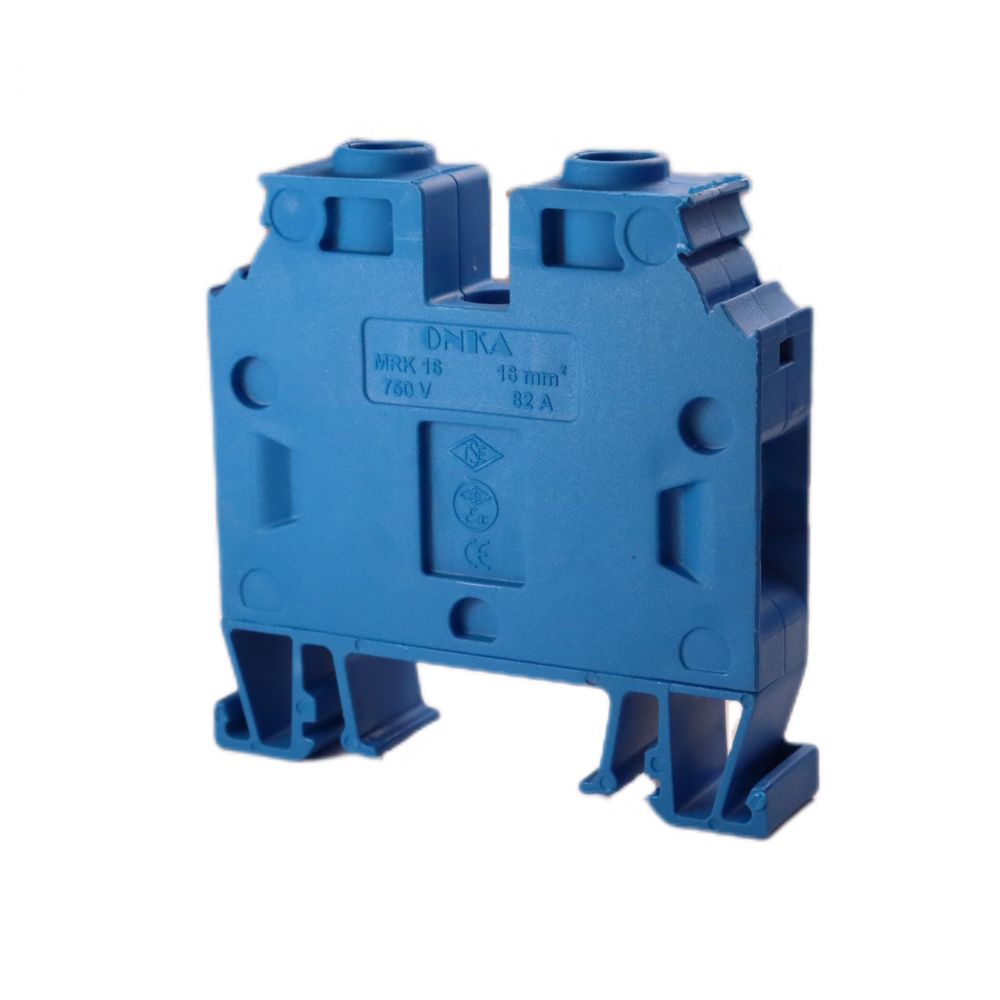 ONKA 16mm2 Skrūvju sliedes savienotāju termināļu bloks DIN sliedes terminālis, 2 vadi, zils, 1010055