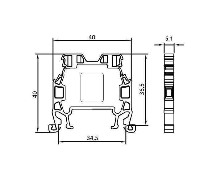 ONKA 1.5mm2 Screw rail connector terminal block DIN rail terminal, 2 wires, gray, 1010002