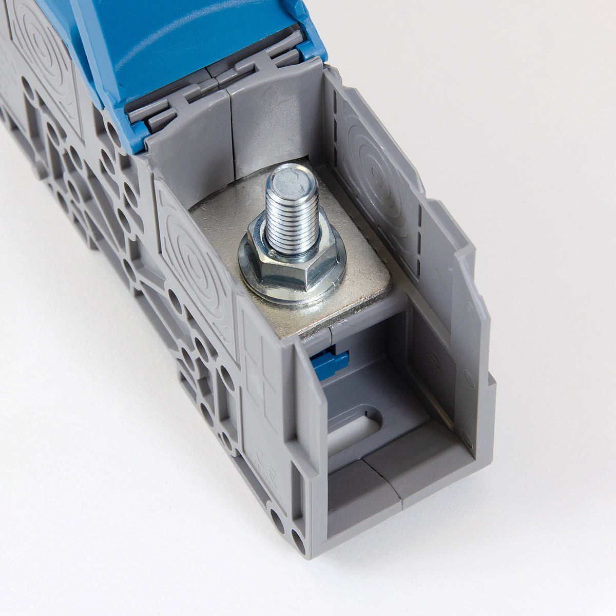 ONKA 120mm2 M10 Screw rail connector, DIN rail terminal with protective cap, blue, 1030076
