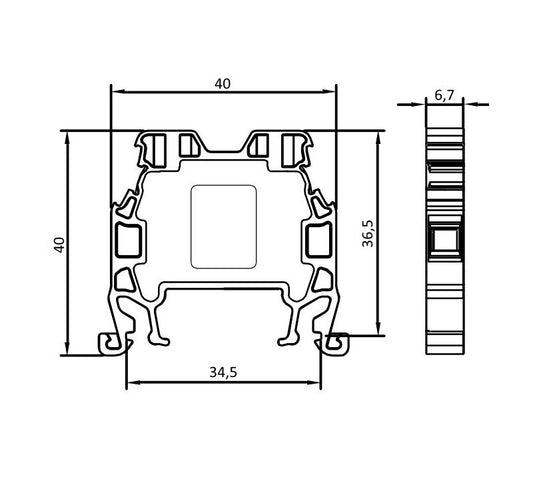 ONKA 4mm2 Screw rail connector terminal block DIN rail terminal, 2 wires, gray, 1010022