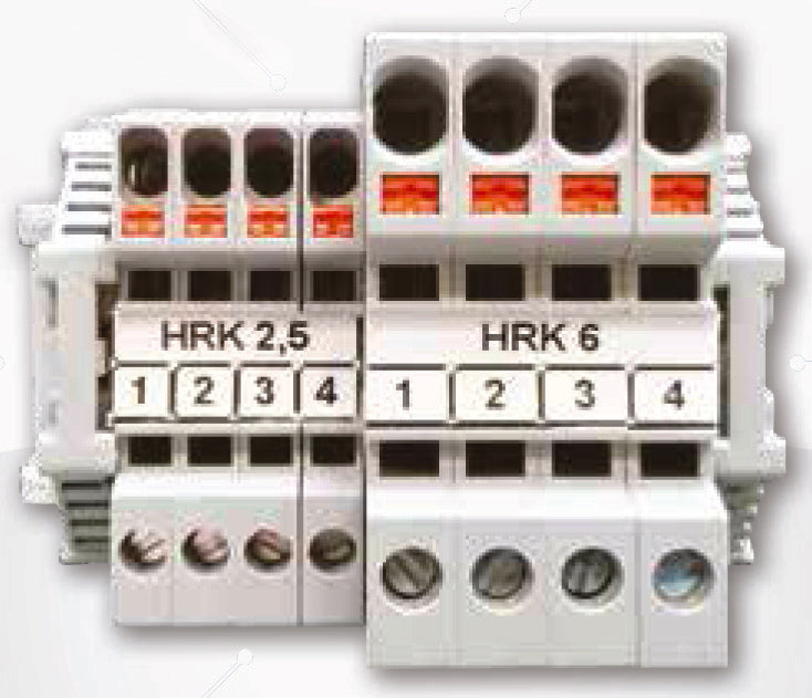 ONKA 6mm2 hybrid screw/spring rail connector terminal block DIN rail terminal block, 2 wires, gray, 1040012