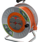 Professional metal cable reel with copper cable 3x2.5 mm2, IP44, with overload protection, current 16 A, French type with 4 sockets, length 50 m, cable color: orange.
