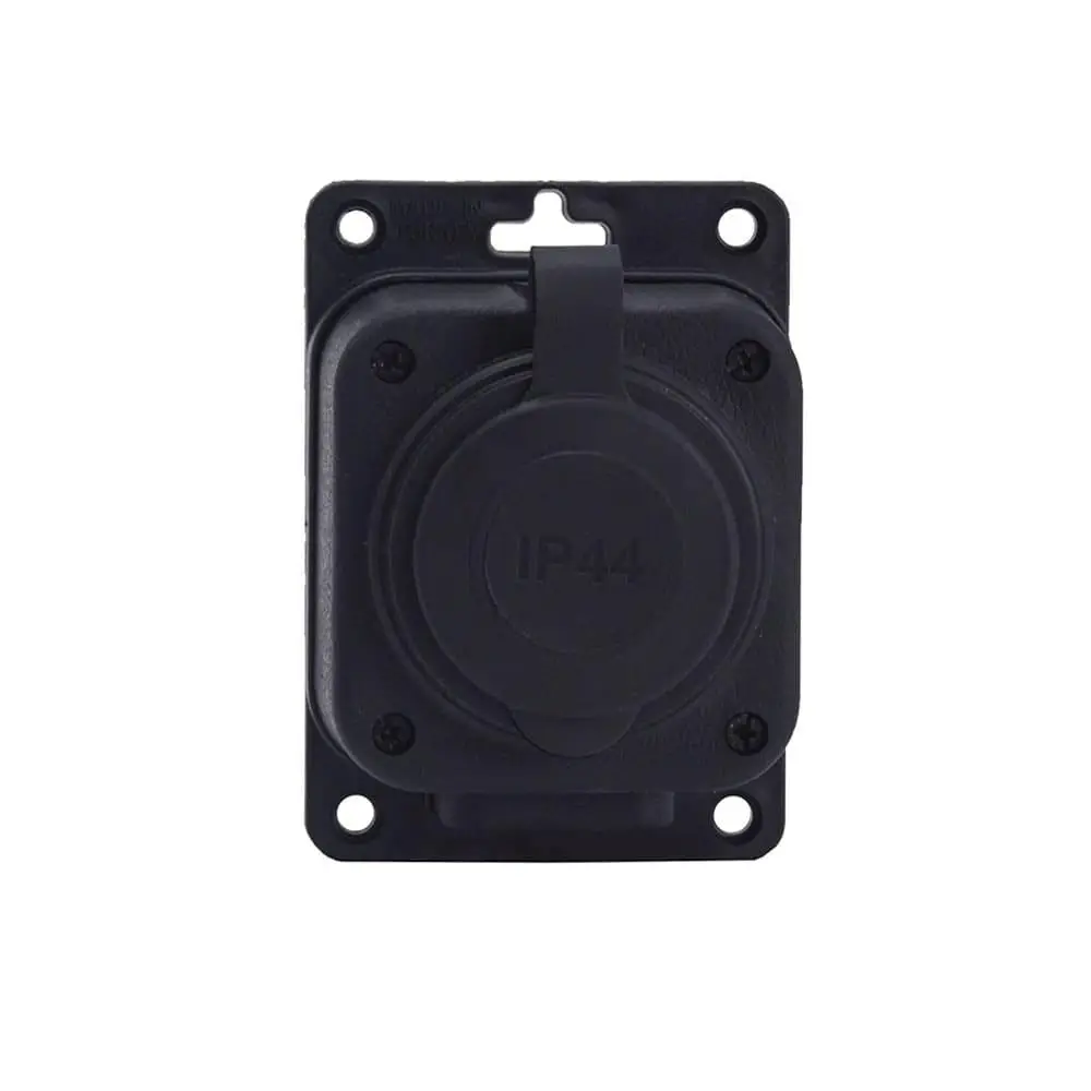 Melna "gumijas" kontaktligzda 250V, 16A, IP44, SCHUKO 2P+Z, 1KMP-F, Bylion