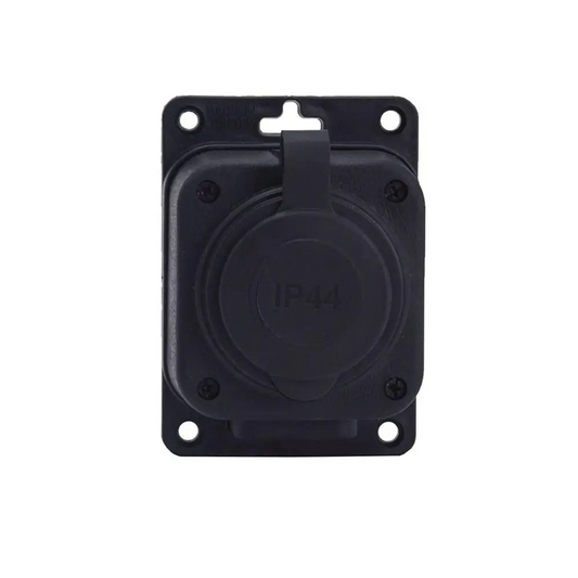 Melna "gumijas" kontaktligzda 250V, 16A, IP44, SCHUKO 2P+Z, 1KMP-F, Bylion