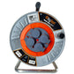 Professional metal cable reel with copper cable 3x2.5 mm2, IP44, with overload protection, current 16 A, French type with 4 sockets, length 50 m, cable color: orange.