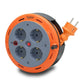Compact cassette roll extension, 5 m cable with 4 sockets IP20 + thermal fuse + child lock, 3x1mm2, French type (pins), PHE-05310-E