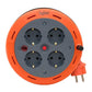 Compact cassette roll extension, 5 m cable with 4 sockets IP20 + thermal fuse + child lock, 3x1mm2, SCHUKO type grounding, PHE-05310-F