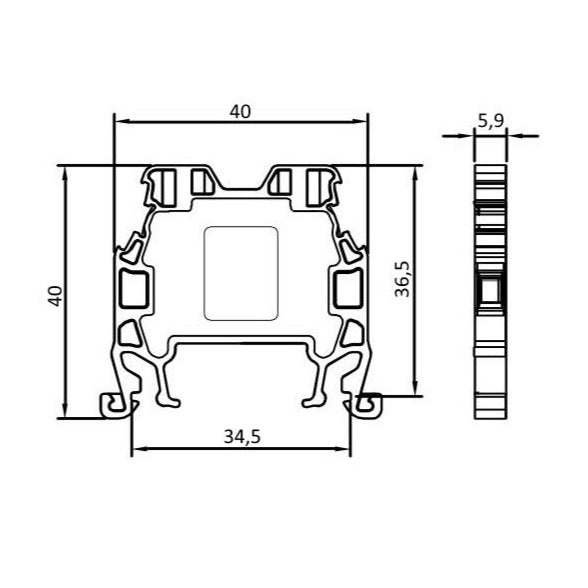 ONKA 2.5mm2 Skrūvju sliedes savienotāju termināļu bloks DIN sliedes terminālis, 2 vadi, zils, 1010015