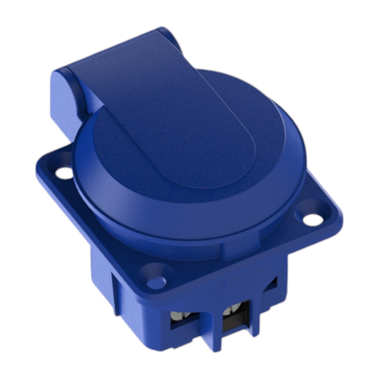Hermetic socket 2P+Z, 230/220V, with earthing, IP44, with flange, blue, 250V French. 